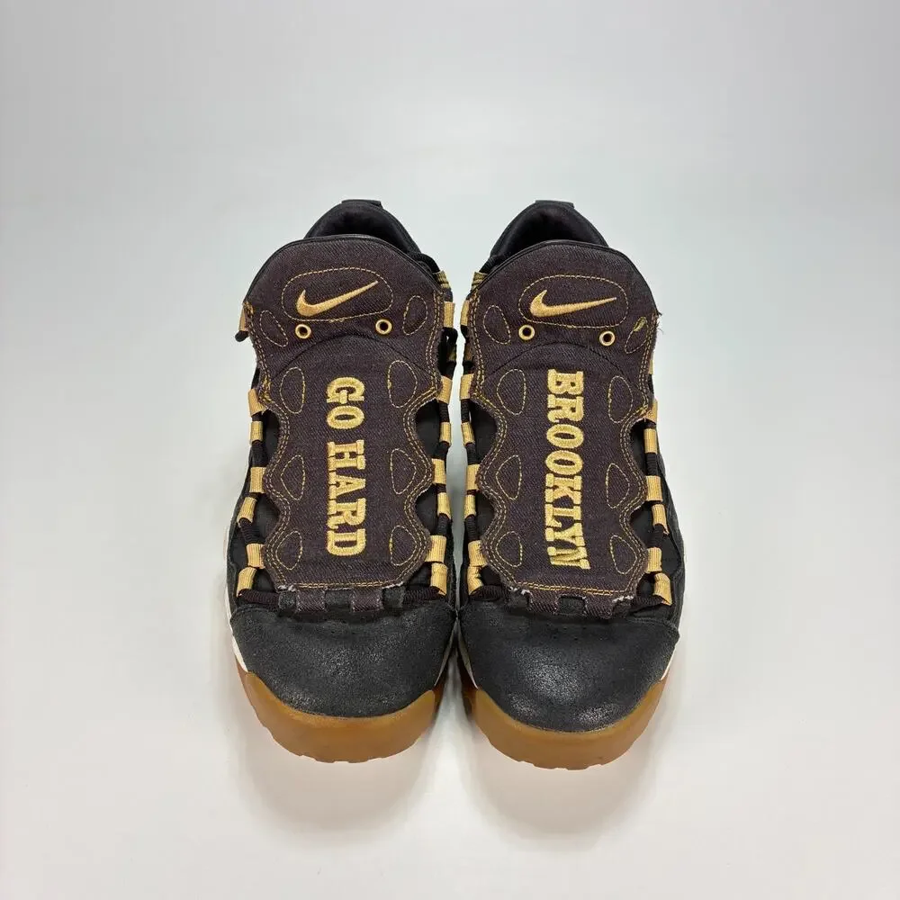 Nike Air More Money NYC Brooklyn Oil Grey Gold Sneakers AR5401-001 Mens Size 9.5